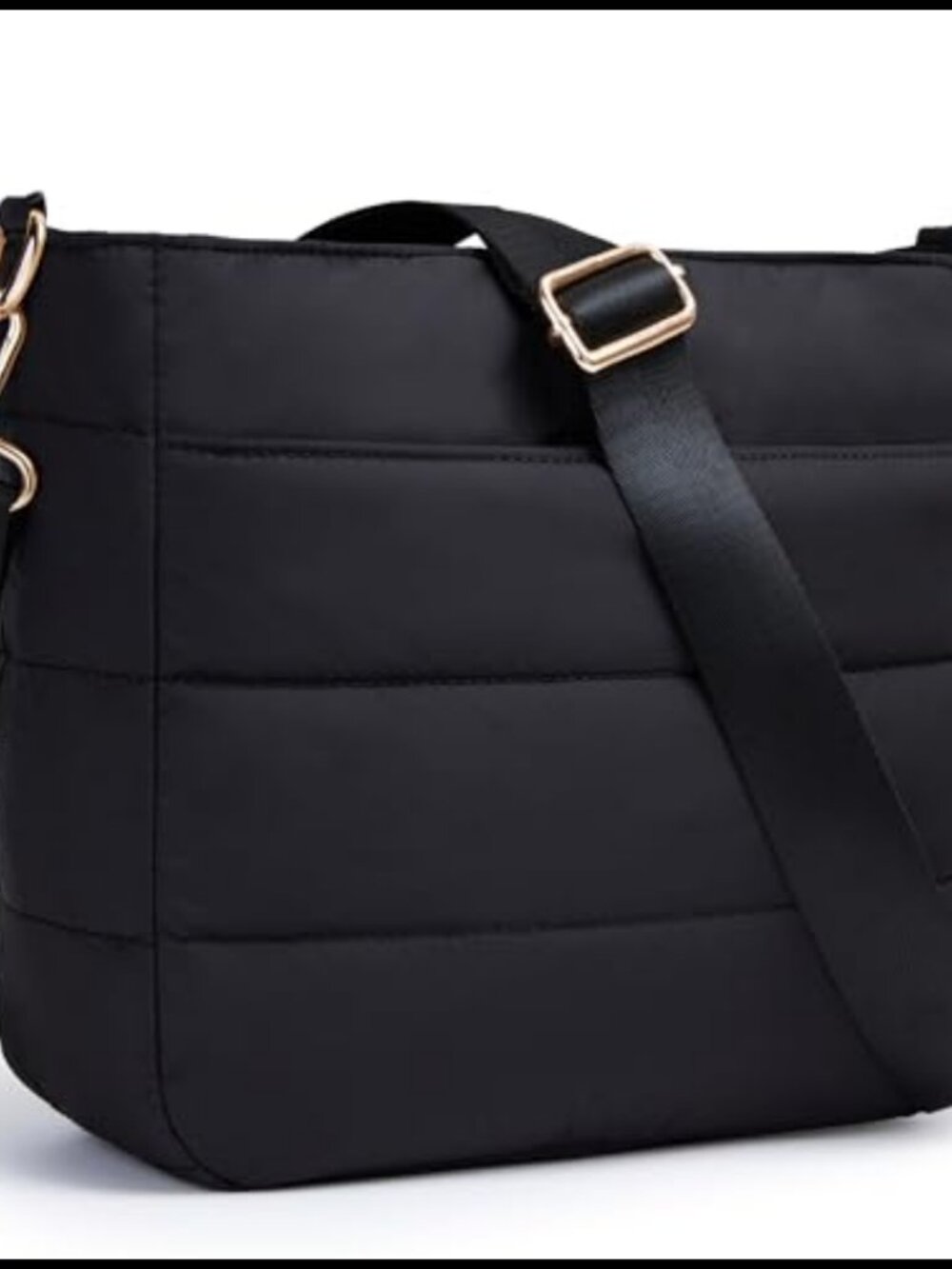 Quilted Puffer Crossbody Bag Lightweight Down Fabric Adjustable Strap